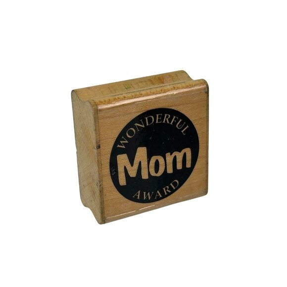Wonderful Mom Award Rubber Stamp Vintage 90s Fun Stamps C93 Mother's Day Circle - Picture 1 of 7